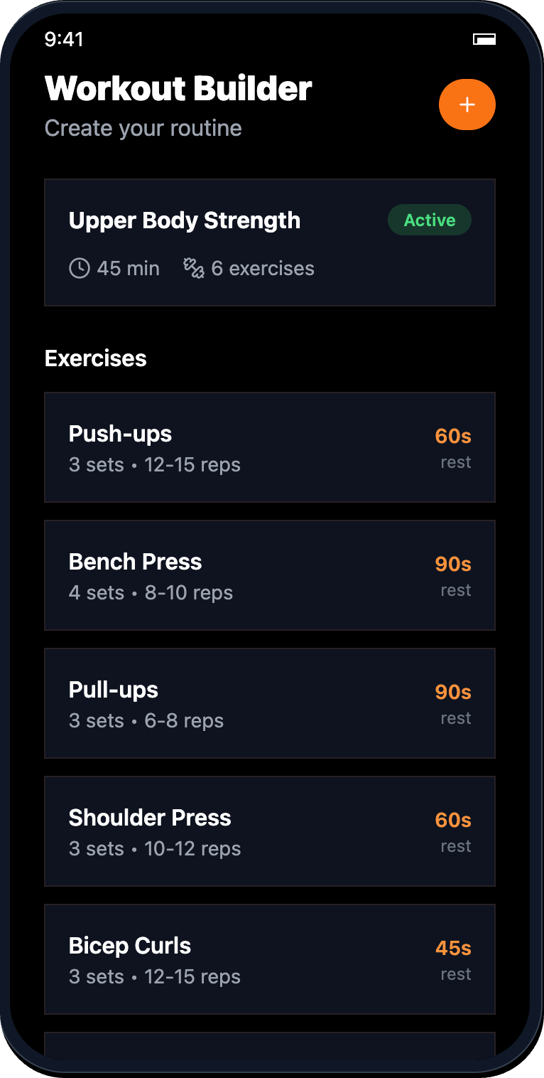 Workout Routine Builder - CrushSet AI fitness app interface